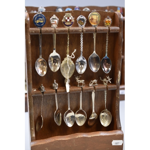 368 - Three Wooden Wall Mounted Coin Display Cases containing a Large Selection of Collectors Spoons