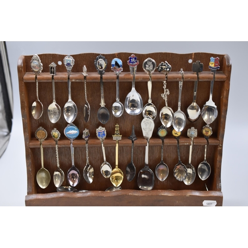 368 - Three Wooden Wall Mounted Coin Display Cases containing a Large Selection of Collectors Spoons