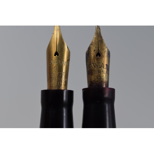 280 - Two Swan Mabie Todd Fountain Pens with 14ct Gold Nibs (one a/f Lid won't screw on)