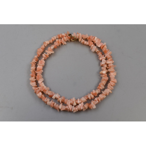 75 - Vintage Pink Coral Necklace with 9ct Gold Clasp. Complete in Presentation Box