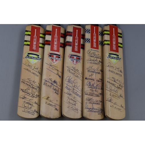 475 - Selection of 5 Signed Gray-Nicolls Mini Cricket Bats Approx 15