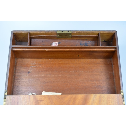 377 - Victorian Wooden (Possibly Beech) Writing Slope in nice condition complete with Key