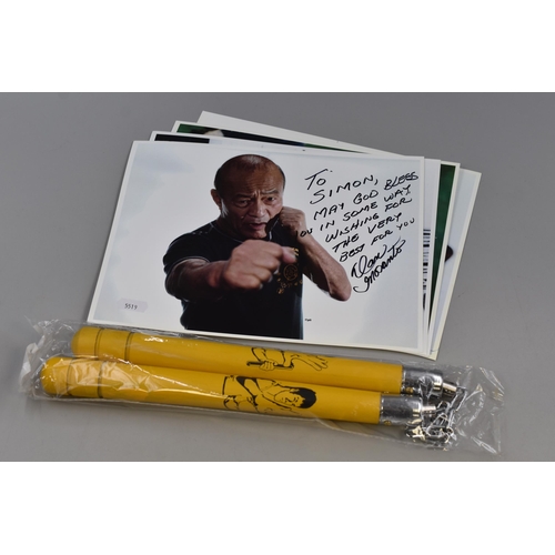 488 - Selection of 4 Signed Autographs by Dan Inosanto and Nunchucks