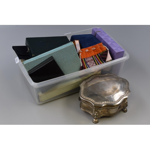 494 - A Selection of Jewellery Boxes in Various Sizes To Include Silver Plated Lions Claw Feet, And More