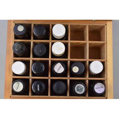 497 - Collection of Sixteen Part Filled Essential Oils in wooden storage case