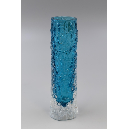 321 - Whitefriars Blue Glass Vase With Label Approx 14cm