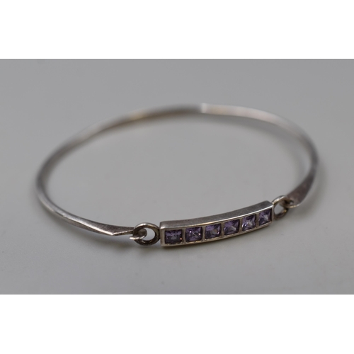 104 - Silver 925 Amethyst Stoned Bracelet with Presentation Box