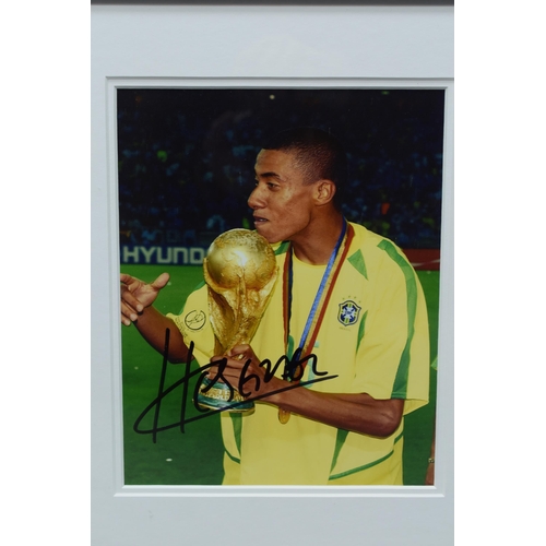 411 - Framed Autographed Photos of Michael Owen and Brazillian Player Kleberson APPROX 16 X 15 Inches