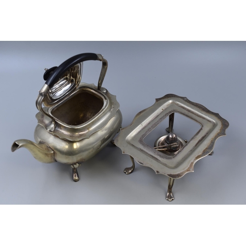 334 - Edwardian Walker and Hall Silver Plated Spirit Kettle on Burner Stand