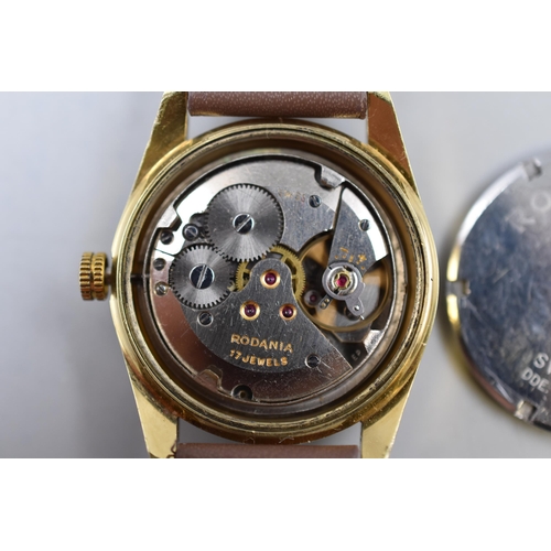 110 - Rodania hydrolastic 17 Jewels Mechanical Gents Watch with Leather Strap (Working)