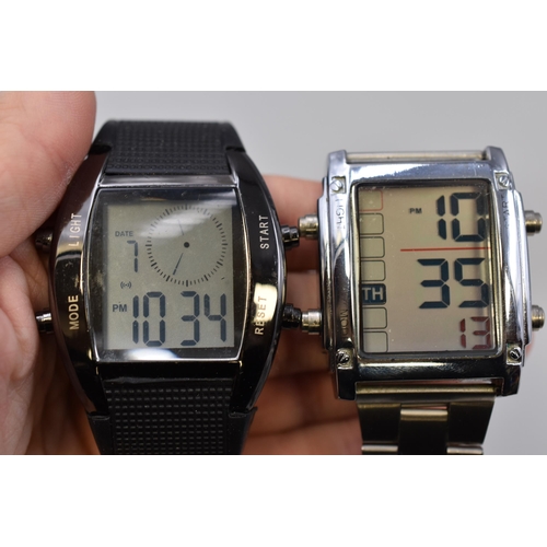 133 - Two Large Face Gents Digital Watches, Working