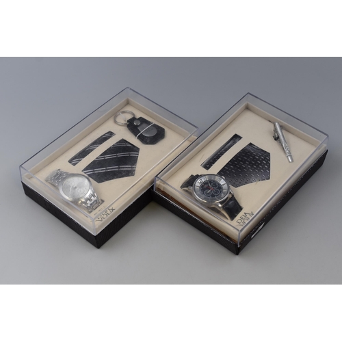 135 - Two Gift Set's with Watch, Tie, and Tie Clip