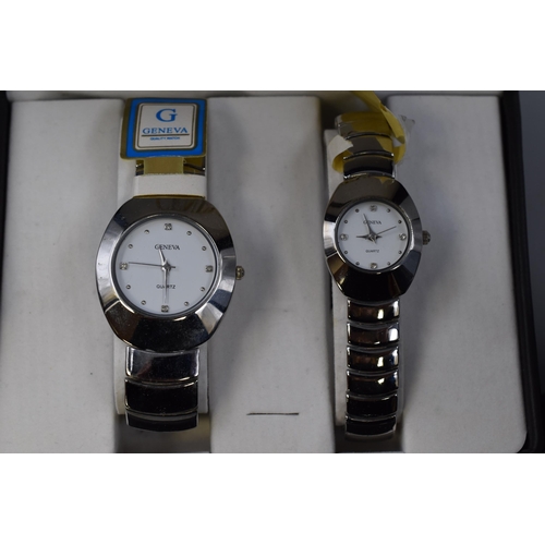 136 - Three Gift Set's including Geneva His and her Watches, Style Watch and NY London Jewellery Set