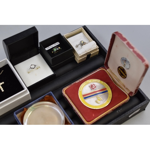 137 - Selection of Jewellery Paperweights, and Medal including Silver