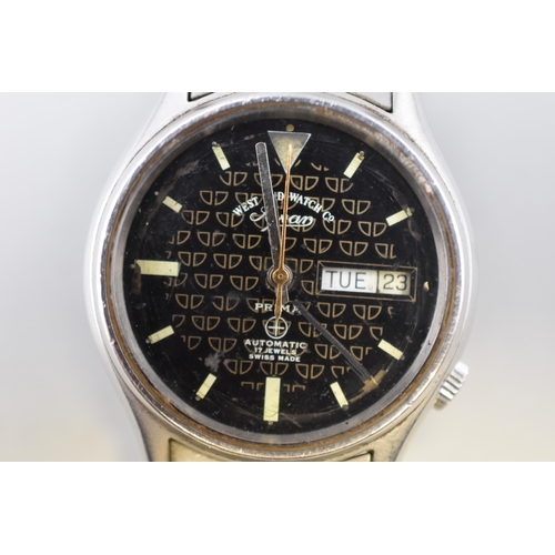 143 - Military West End Watch Company Sowar Prima 17 Jewels Automatic Day / Date Watch (Working)