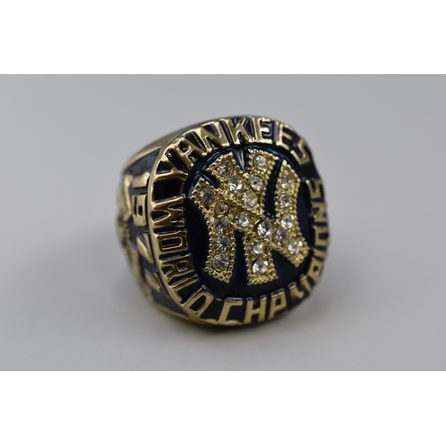 156 - American Football Super Bowl Style 1977 Yankees World Championship Ring