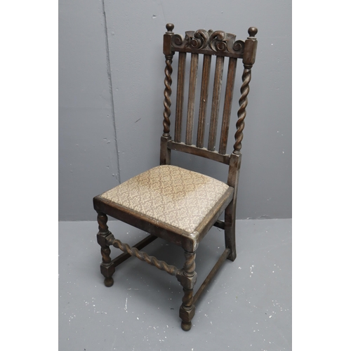 600 - Four Antique Oak Hand Carved Chairs with Horsehair Sprung Upholstered Seats (41” High) a/f. NO... 