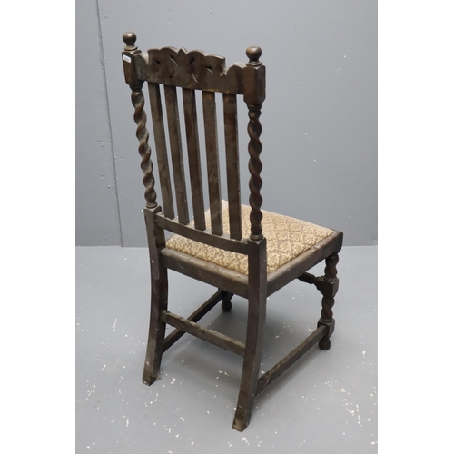 600 - Four Antique Oak Hand Carved Chairs with Horsehair Sprung Upholstered Seats (41” High) a/f. NO... 