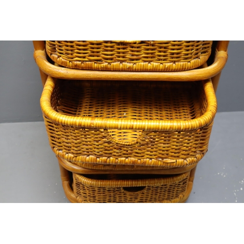 601 - Four Drawer Wicker Storage Unit on Castors (40” x 20” x 14”)