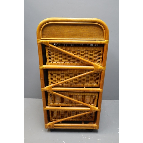 601 - Four Drawer Wicker Storage Unit on Castors (40” x 20” x 14”)