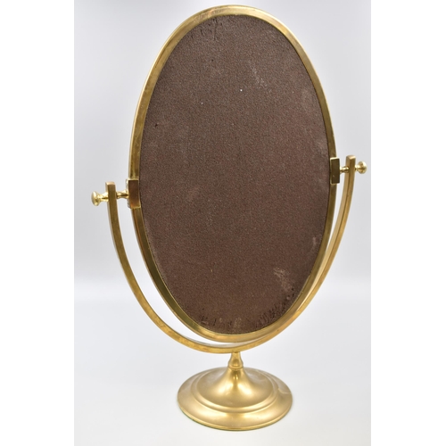 574 - Vintage Brass Oval Dressing Table Mirror (Approx. 22” High)