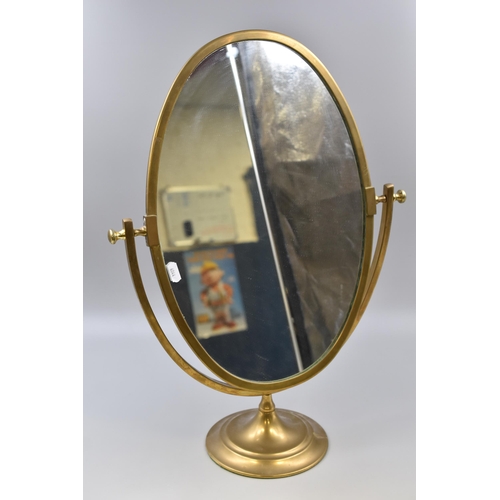 574 - Vintage Brass Oval Dressing Table Mirror (Approx. 22” High)