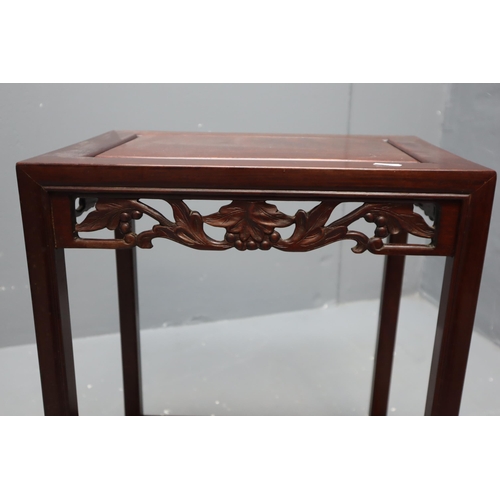 623 - A Nest of Two Chinese Carved Wood Tables, Largest Approx 12