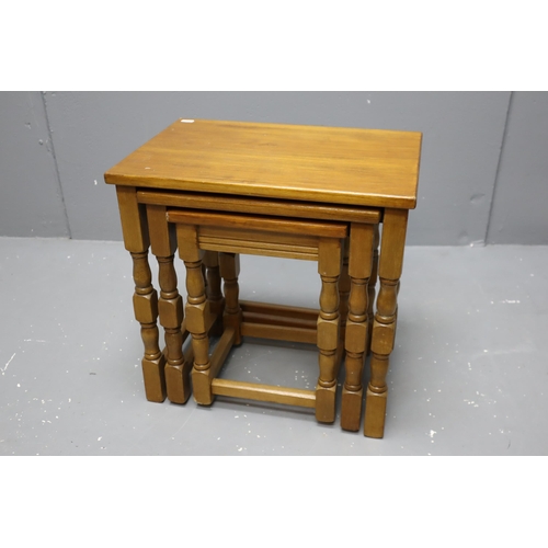 629 - Mid Century Nest of Three Oak Side tables