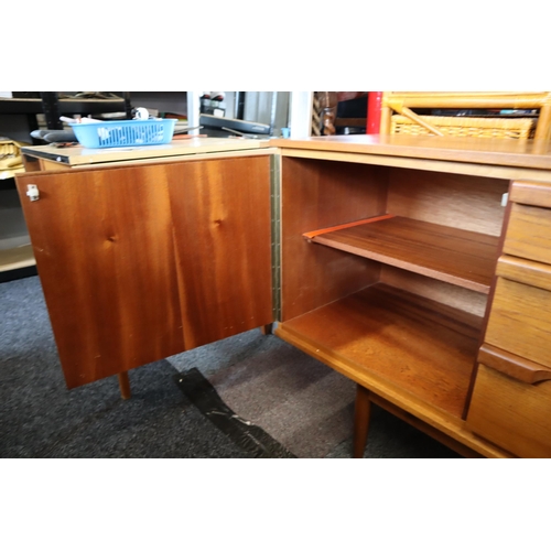 630 - Mid Century Austin Suite Three Drawer Two Cupboard Teak Sideboard, in Nice Sturdy Condition 72