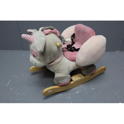 632 - A Child's Pink and Grey Unicorn Rocker, Approx 23.5