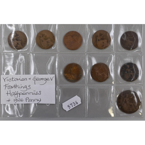 198 - Selection of Victorian and George V Farthings, Half Pennies and 1926 Penny