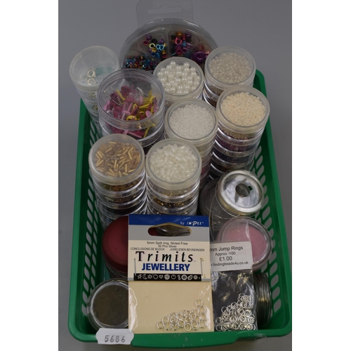 737 - Mixed Lot of New and Used crafting Items to include Embossing Powders, Beads, Jump Rings, Fasteners ... 