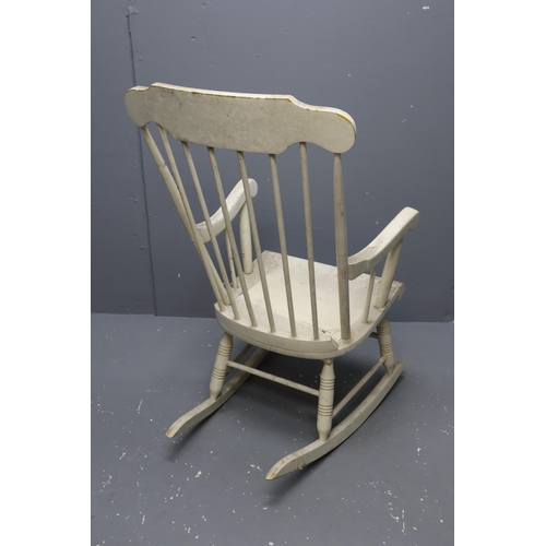 652 - A White Wooden Spindle Backed Rocking Chair, Approx 40.5