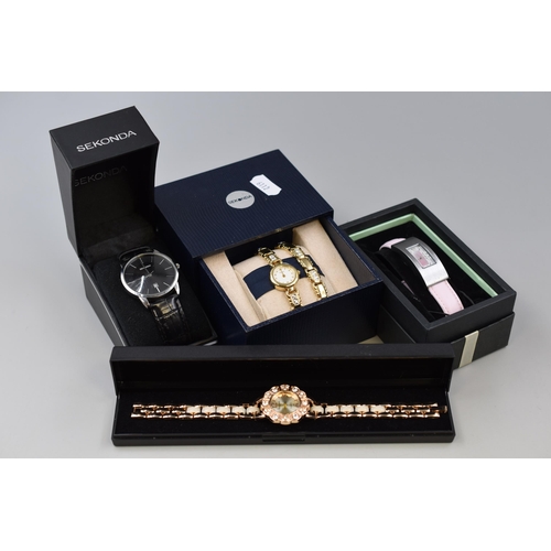 224 - Four Ladies Designer Watches in Presentation Boxes, Includes Sekonda