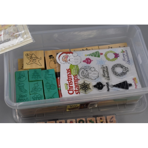 760 - Tub of Arts and Crafts Wooden Block Stamps