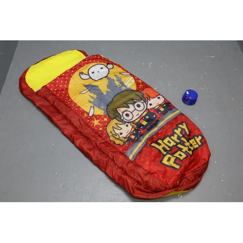 800 - Two items to include Inflatable Harry Potter Sleeping Bag with Pump Plus a Gas Camping Stove