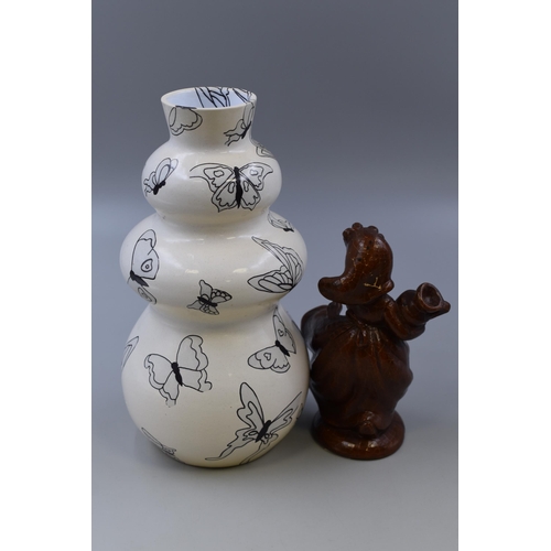 242 - Studio Pottery Vase with Butterfly Decoration (11