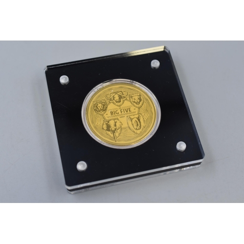 2022 Big Five Republic Togolaise 1500 Francs Gold 999 Proof 40mm , 1/200oz. Complete With Certificate