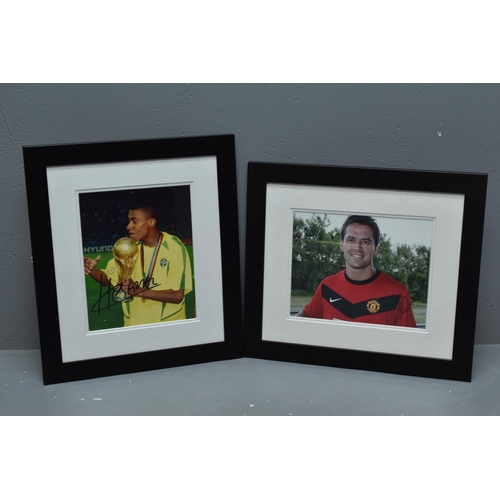 Framed Autographed Photos of Michael Owen and Brazillian Player Kleberson APPROX 16 X 15 Inches