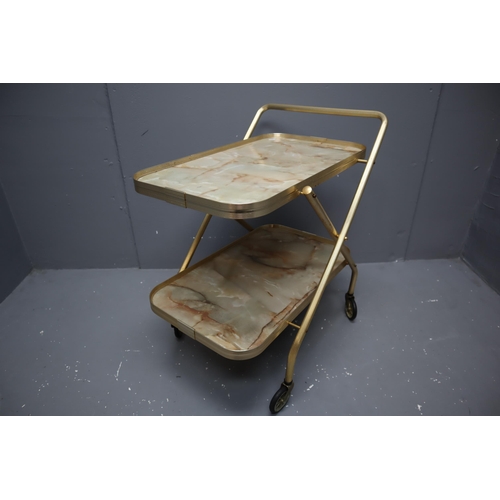 605 - Mid Century Onyx Style two Tier Serving Trolley