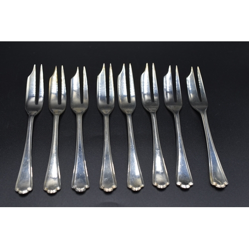 1930’s Set of Eight Hallmarked Sheffield Silver Cake Forks (238 grams)