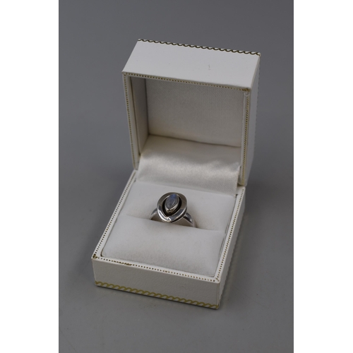 2 - Silver 925 Ring with Opal Stone (Size K) Complete with Presentation Box