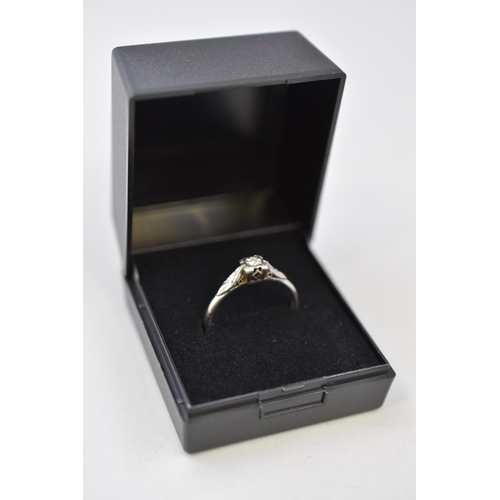 30 - White Gold 18tct Solitaire Diamond Ring (Size O) Complete with Presentation Box