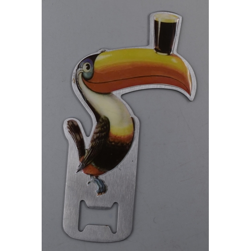 302 - A Guinness Toucan Canvas Promotional Artpiece, With Guinness Toucan Bottle Opener