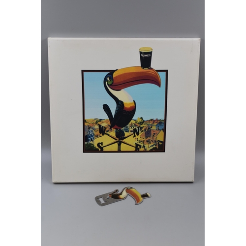 302 - A Guinness Toucan Canvas Promotional Artpiece, With Guinness Toucan Bottle Opener