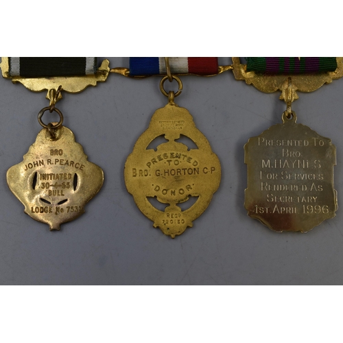 238 - Three Royal Antdiluvian Order of Buffalos Jewel Medals. Includes Bull Lodge, Harmonic Lodge, And Oth... 