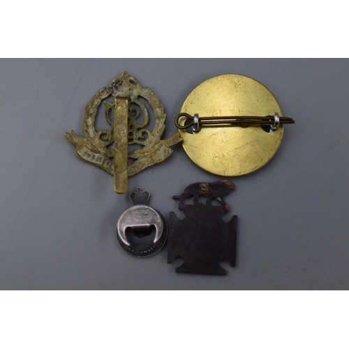 239 - Military Police, Army Rifle Association, British Army Trade Badge and a hallmarked Silver Regular Ar... 