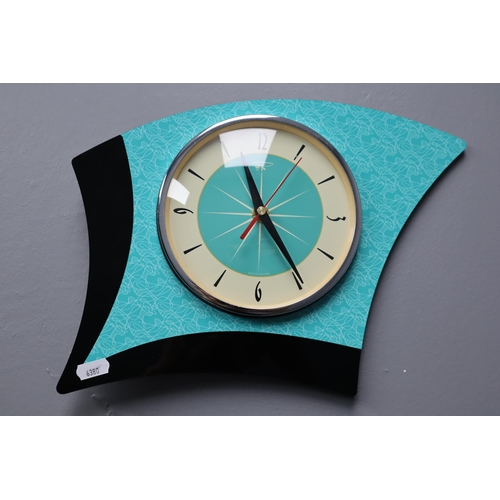 307 - Rare Retro Handmade David Breeze Formica Wall Clock (Working), Approx. 13” Longest x 10”... 