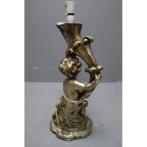 308 - Gold Gilt cherub lamp standing 25