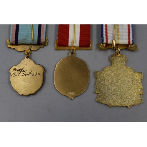 251 - Three Royal Antdiluvian Order of Buffalos Jewel Medals. Includes Golden Jubilee, Jersey, And Other